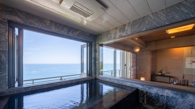 【展望露天風呂付き客室／スタンダード】相模湾を見晴らす絶景を♪天然温泉を好きなタイミングで楽しめる